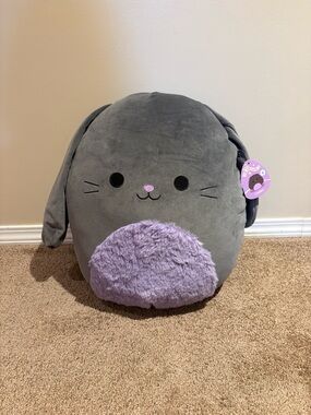 Squishmallow Linden Gray Plush Bunny with Lavender 16 Inches